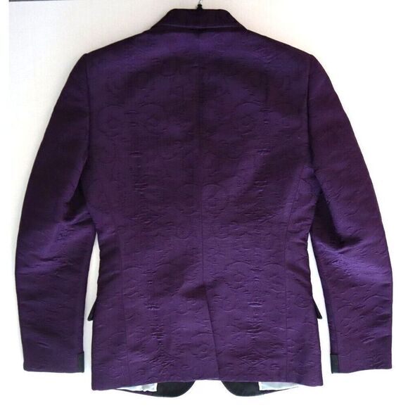 Gucci Men's Sz 44 Purple Embellished Wool Brocade Jacquard Evening Jacket - Picture 13 of 14